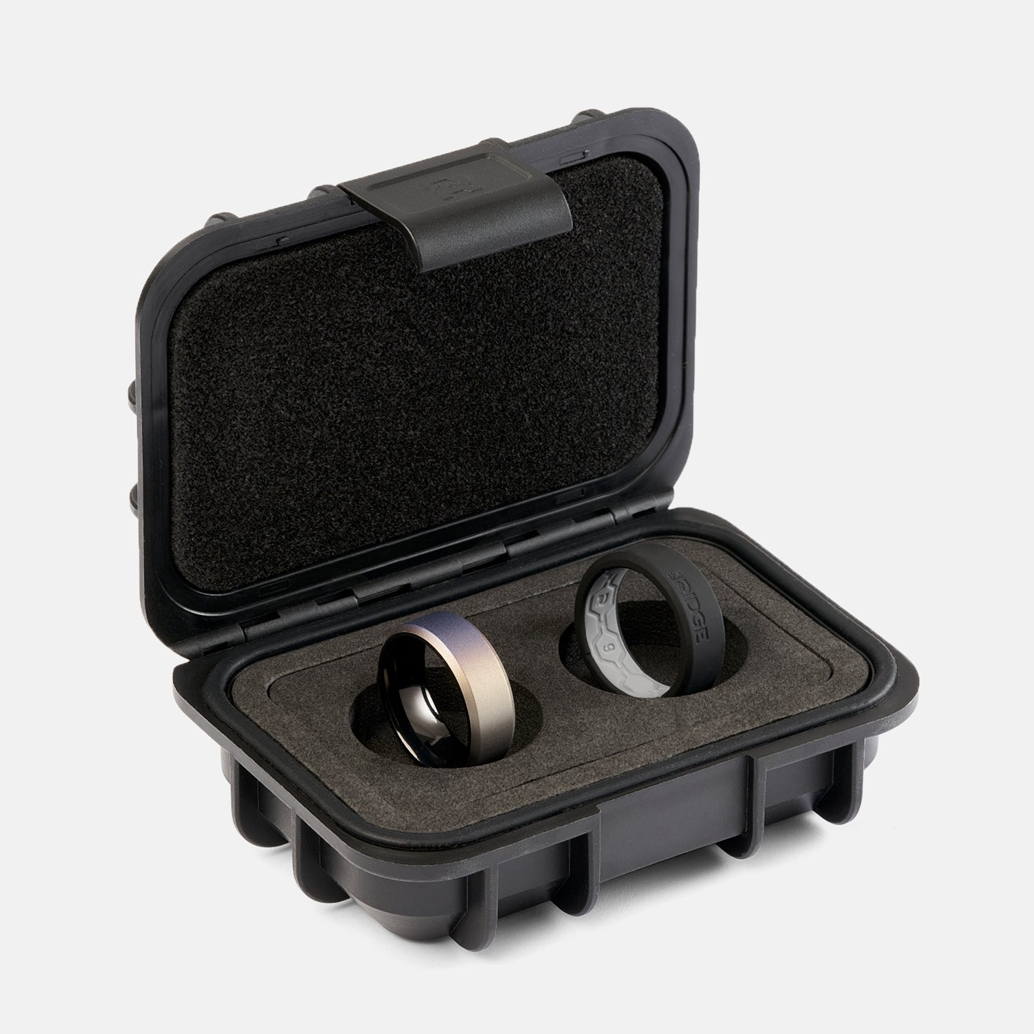 Ridge 8mm Beveled Ring Set - Burnt Titanium